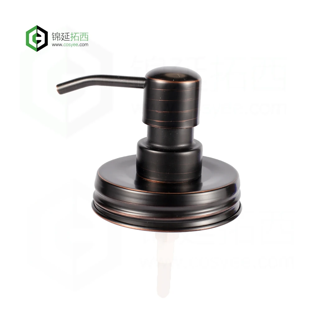 Oil rubbed bronze / ORB finish stainless steel mason jar soap dispenser pump lid