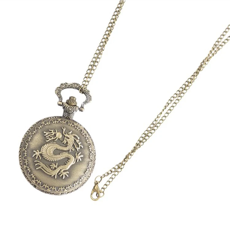 Fashion hot sale fiery dragon Pocket Watch Factory Pendant Retro Pocket Watches Direct Sale for Old Men Women