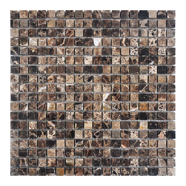 15*15MM dark brown color emperador dark polish marble mosaic tiles for walls and floor