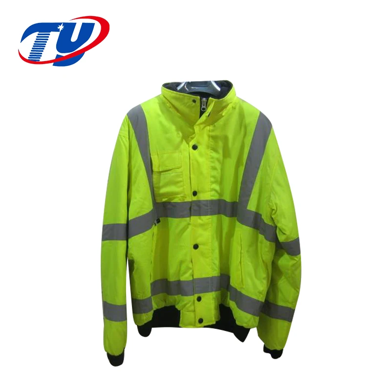 Yellow Mens Safety Reflective Winter Jacket Coat