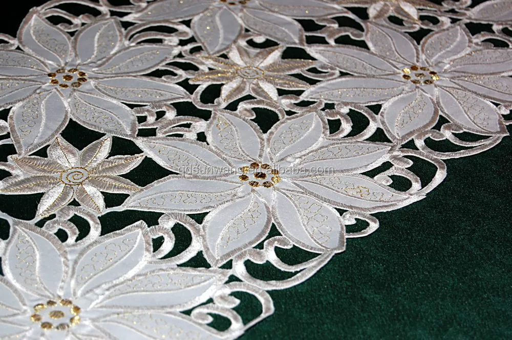 machine embroidered and cutwork doily