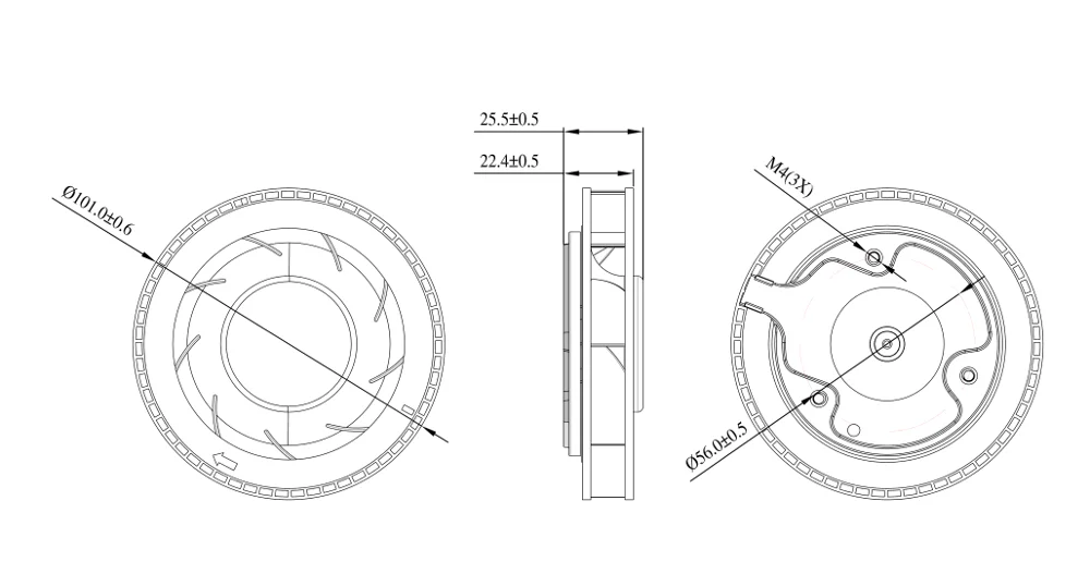 hot design dc centrifugal fan for air cleaner 100x100x25mm 12v 24v