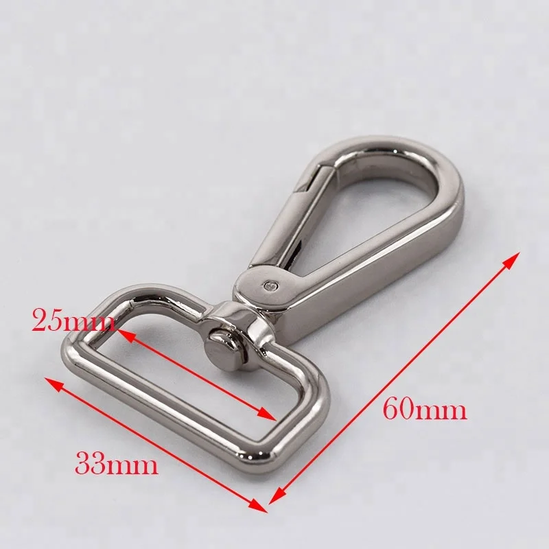 1 Inch Metal Buckle Guangzhou Manufacture Bag Parts Fitting Metal Snap D Ring Hook For Sling Bag