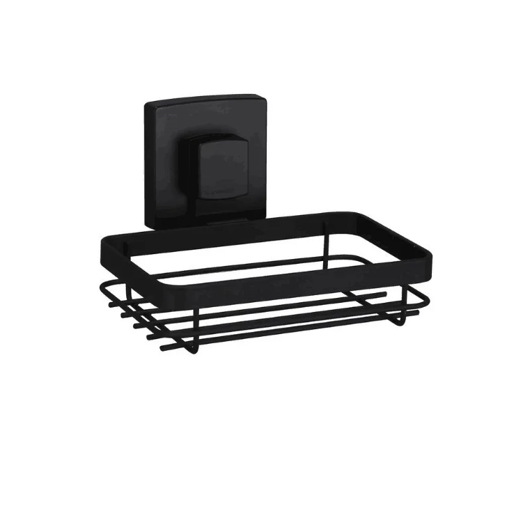 Bathroom Accessories Strong Stainless Steel Black Vacuum Suction Cup Soap Dish Holder