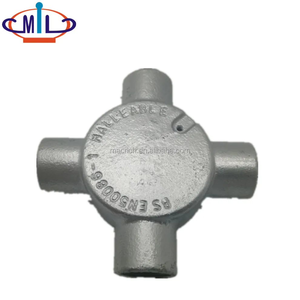 Galvanized malleable iron electrical conduit 4 way box