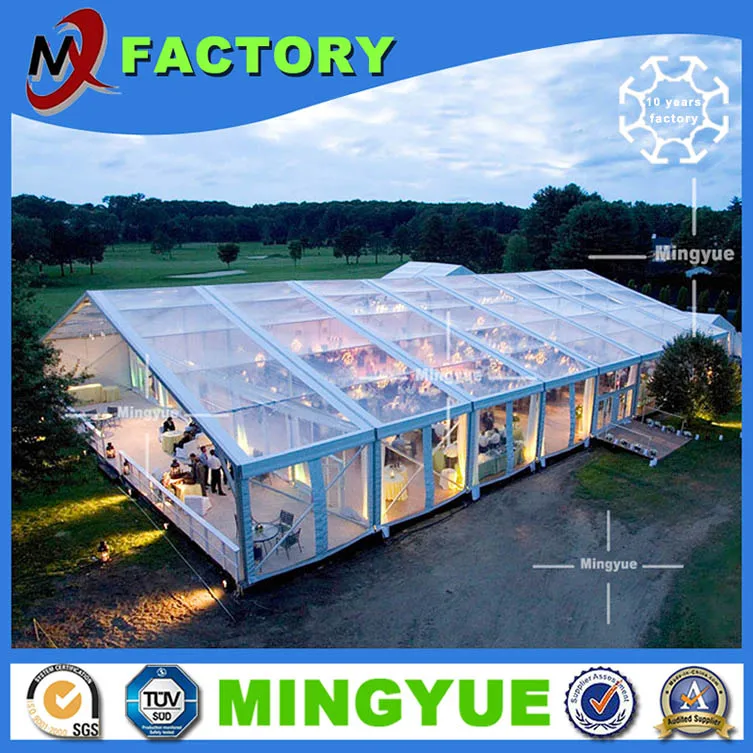 Hot sale cheap 1000 people outdoor Waterproof large event marquee wedding party tent with Clear glass roof