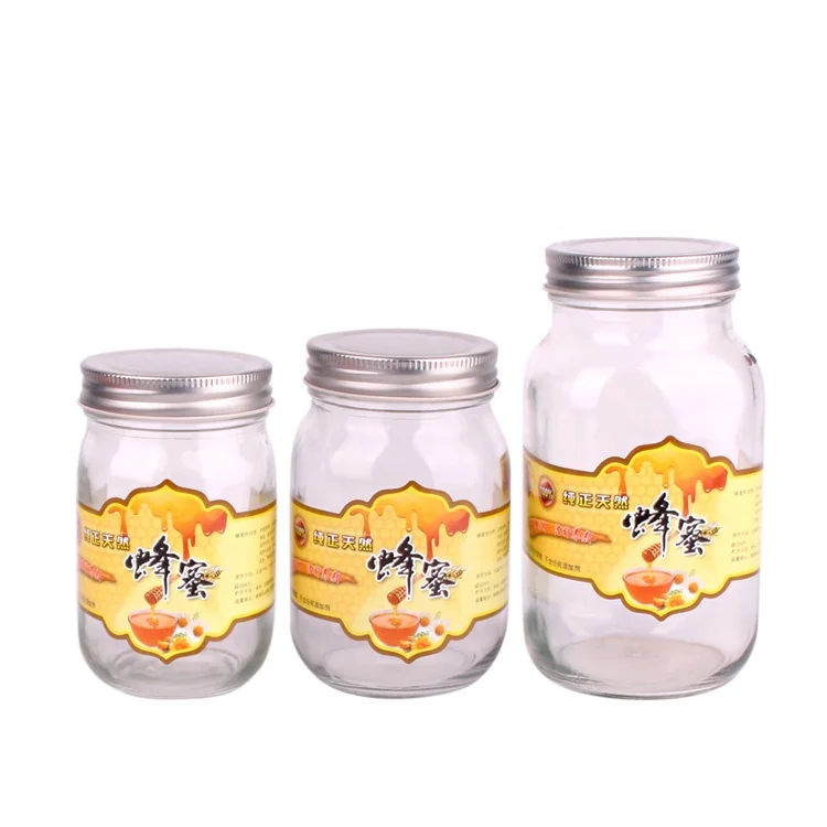 Custom 250ml 500ml 750ml wide mouth 8oz 12oz 16oz food storage glass mason jars with metal screw cap