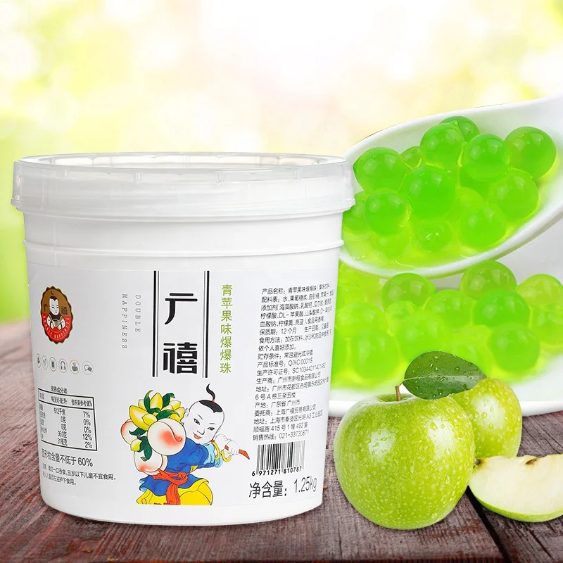 
Best price of fruit flavorred green apple popping boba Juice balls milk tea supplier 