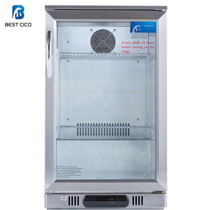 CICO Alfresco Beer Cooler Bar Fridge Beverage Fridge Single Door Beer Showcase SC-108FS Stainless Steel Compressor SWING Door