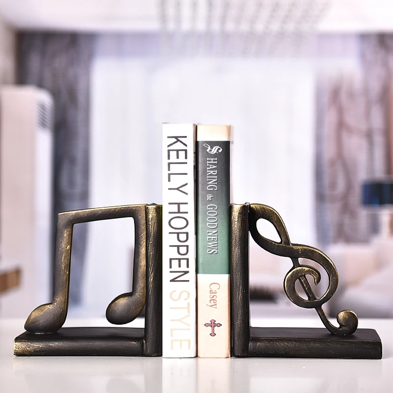 funny design musical note resin bookend faux metal bookend