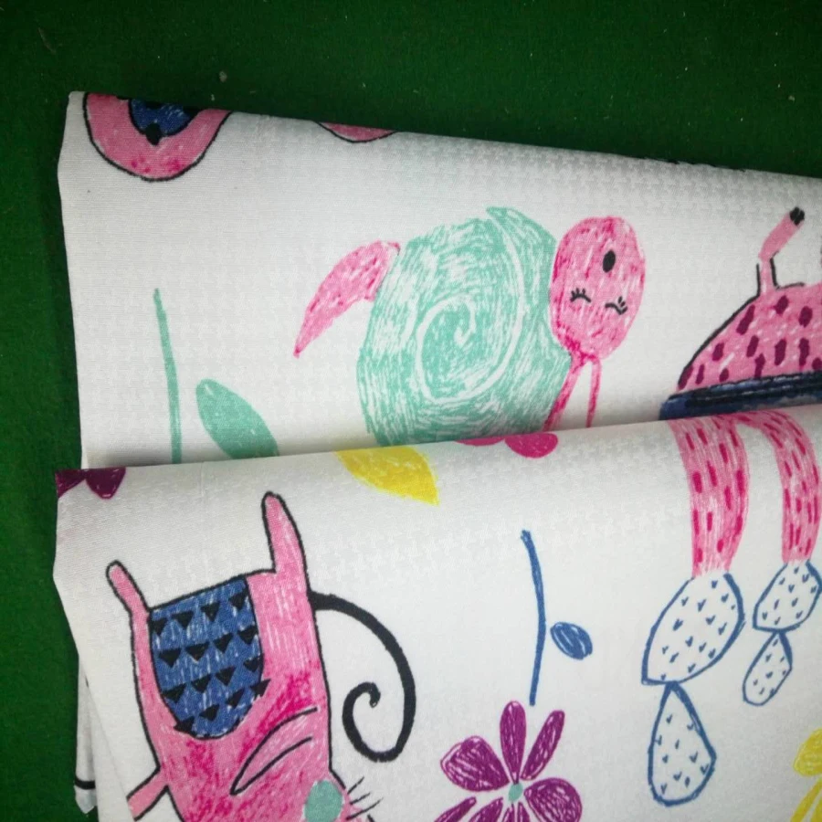 100% полиэстер жаккардовая эпонж ткань ПУ покрытие водоотталкивающий дышащий принт детский дождевик ткань