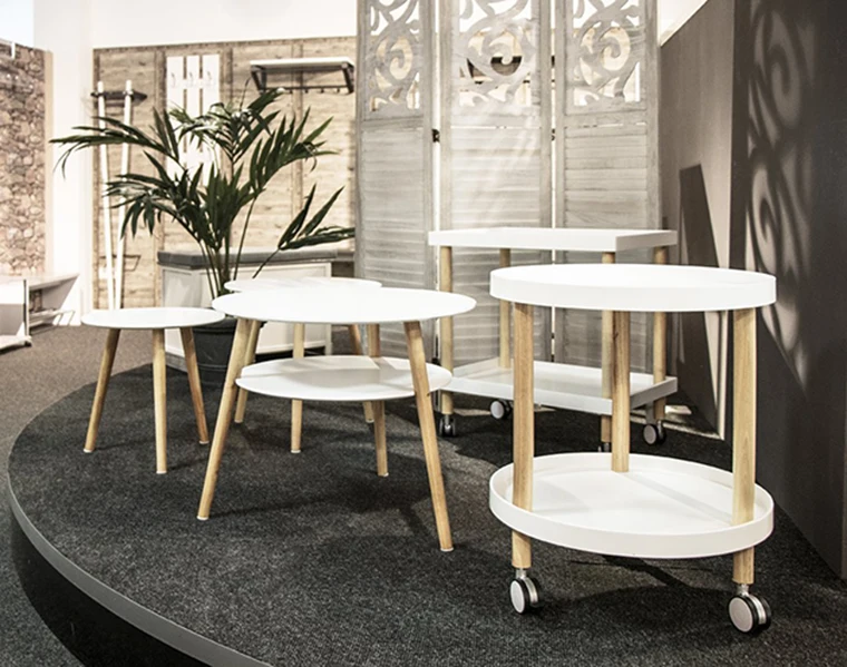 Белый треугольный умный кофейный столик с верхней частью MDF