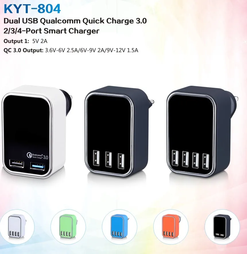 KYT 5 В 1A 2.1A 3.1A 3.4A Dual USB 3 USB 4 USB зарядное устройство с KC, CE, FCC, ROHS