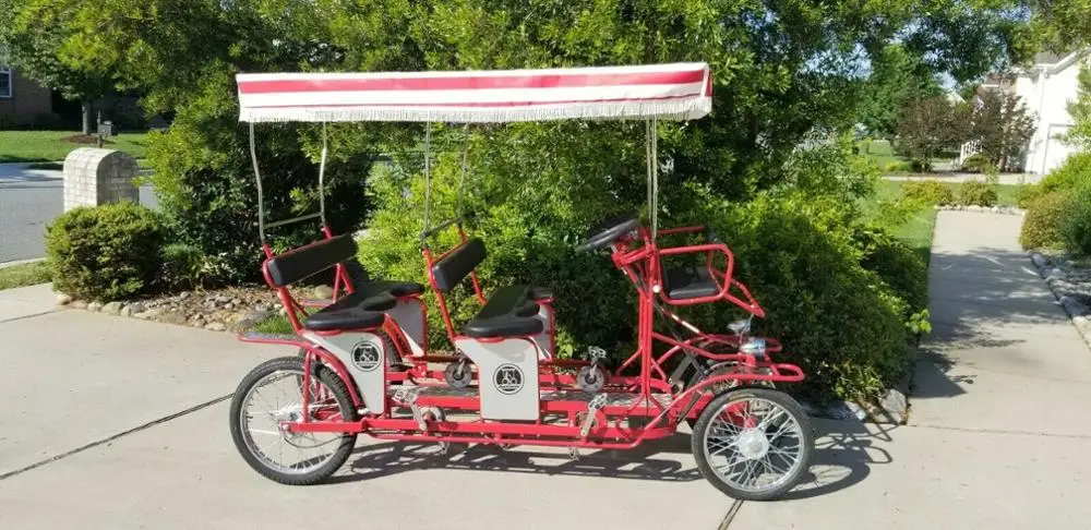 MANUFACTURER BEST QUALITY Surrey Sightseeing 4 seater  TANDEM Bike with led lights  special transportation BICYCLE