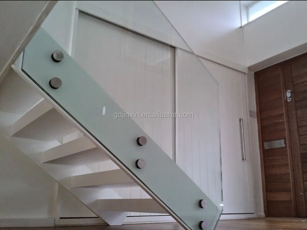 
Frameless glass balustrade side fixed pinned glass with stainless steel standoffs 