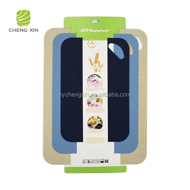 Biodegradable mini camping smart coloured wheat straw  pp plastic cutting chopping board set