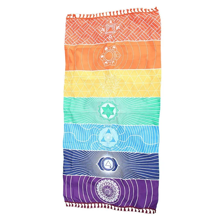 Rainbow Mandala Wall Tapestry Rainbow Polyester Printing Yoga Mat Hippie Blanket