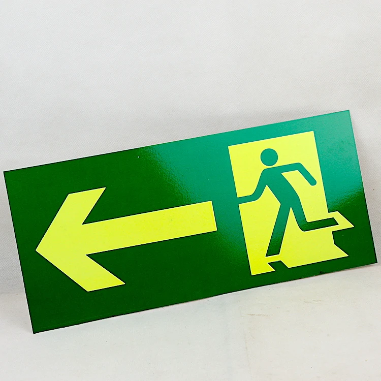 Green Running Man Right Left Direction Luminous Emergency Exit Aluminum Metal Sign Tin Plate Warning Safety Metal Nameplate