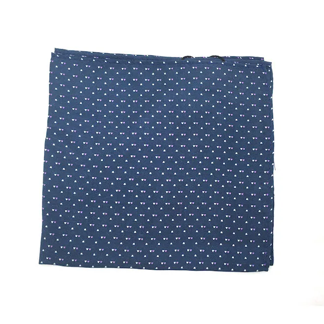 100% cotton white dot navy ground men business customized pocket square hanky