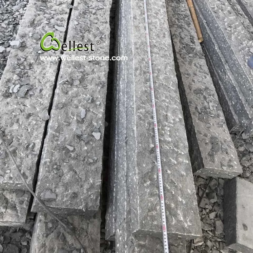 China black basalt rough-picked natural stone palisades wall fencing