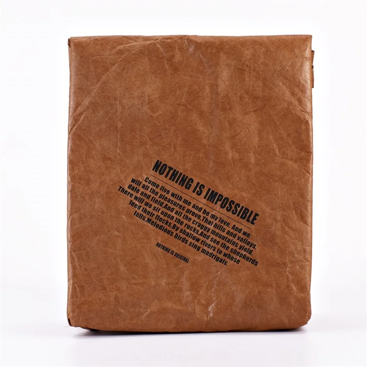 Eco Reusable 100% Recyclable 1056D Tyvek Washable Kraft Paper Folding Lunch Insulated Cooler Bag