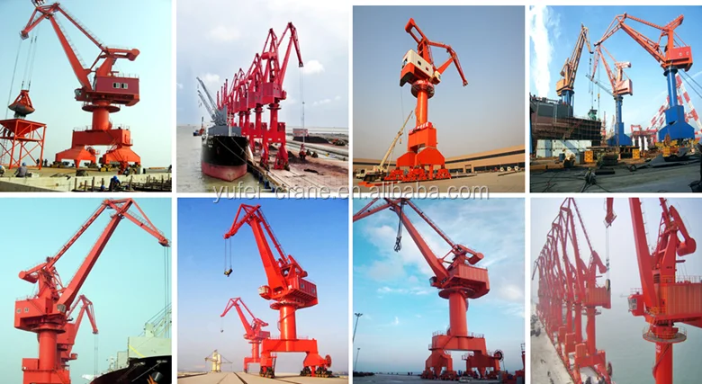 Port level luffing harbour portal crane , Seaport swing arm portal jib crane 20ton