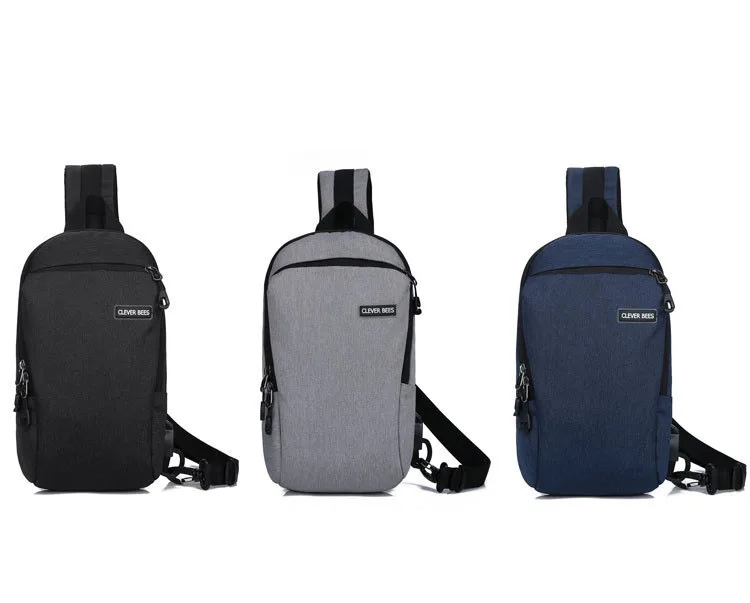 Fashion Casual Quality Mens Grey Removable Shoulder Strap Chest Crossbody Sling Backpack