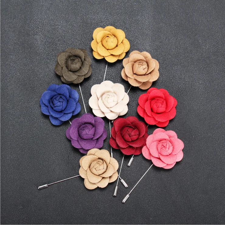 Whosale Bulk Flower Lapel Pins Men Wedding Handmade Brooch Suits Shirt
