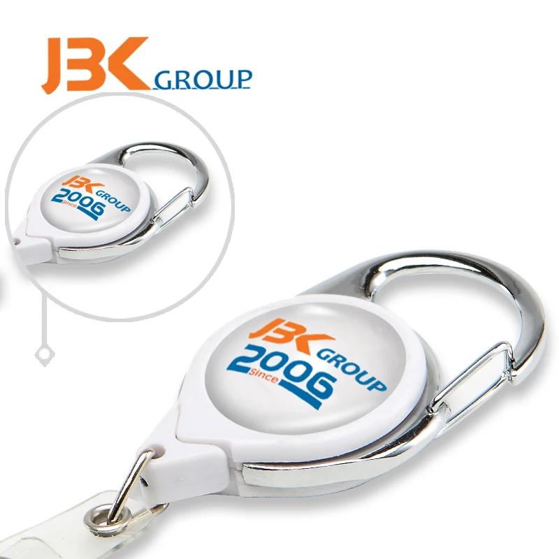JBK sell Promotional Carabiner Retractable Badge Reel Holder Backside Metal Clip With Metal
