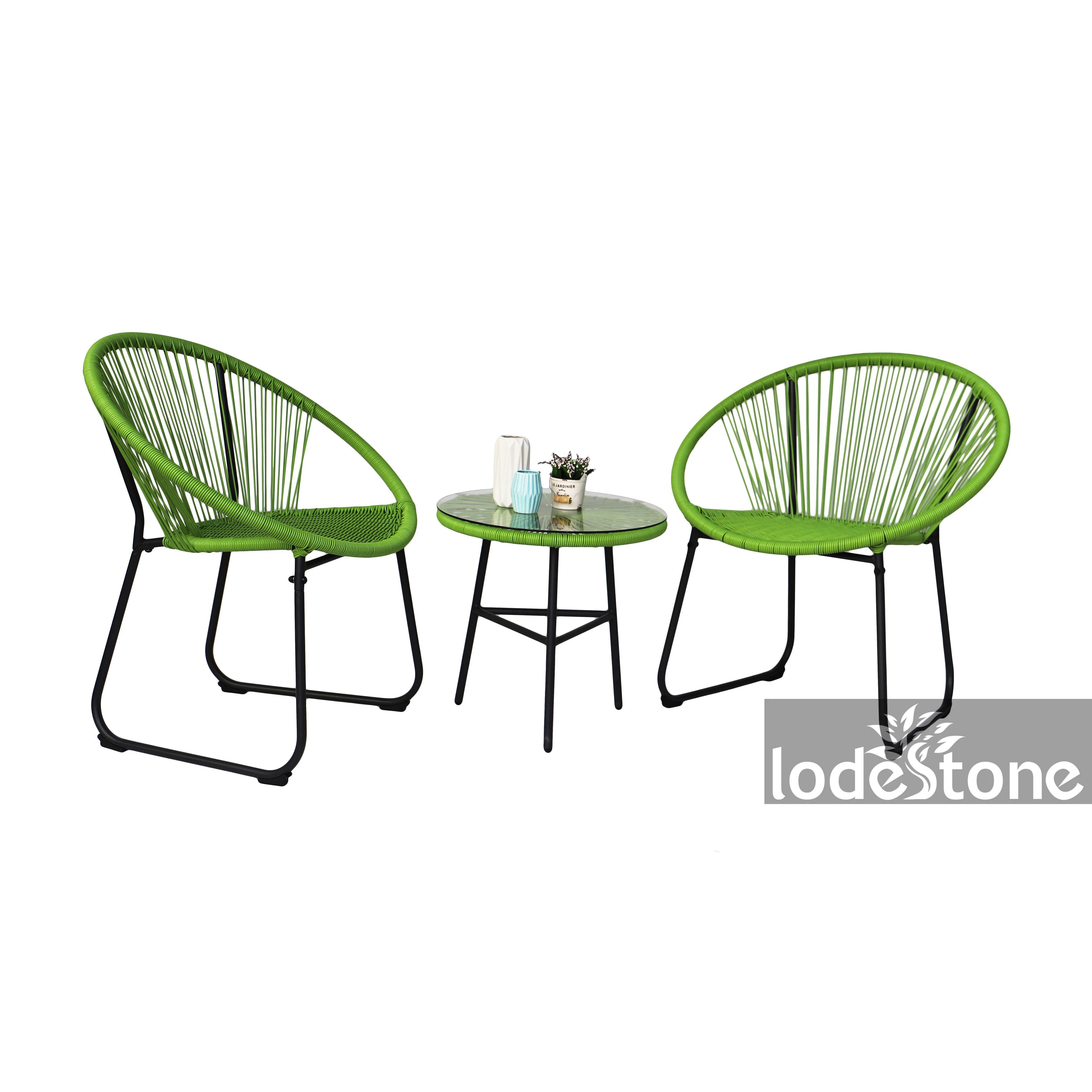Colorful KD Metal Rattan Oval Chair Set Outdoor Cheap Wicker Rattan Chairs
