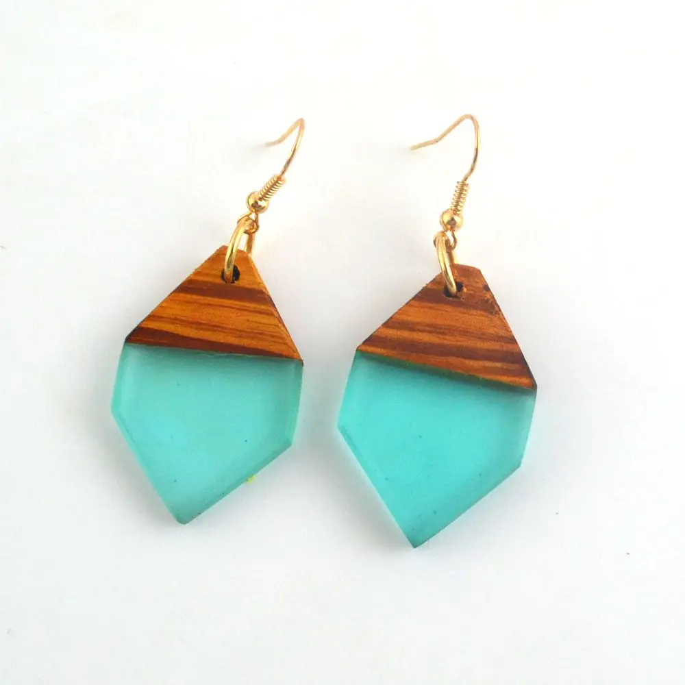 antique jewelry natural wood resin glitter resin earrings wholesale womens costume resin jewelry