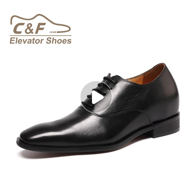 New design italian classy black height increasing elevator wedding formal genuine leather dress shoes mens