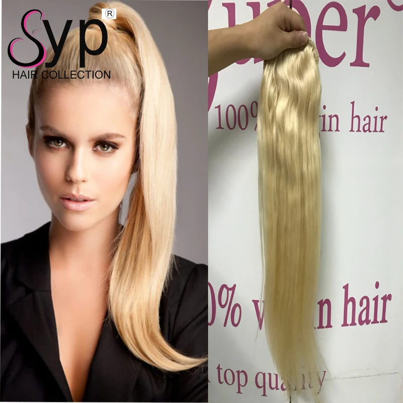 100% Необработанные бразильские натуральные волосы афро кудрявые/прямые блонд хвост со шнурком