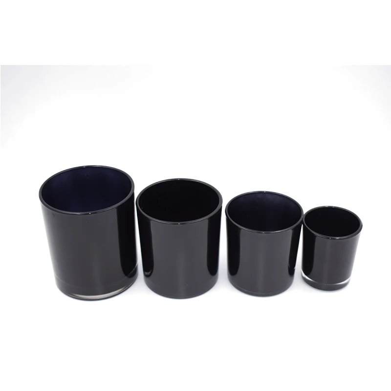 Wholesale matte black glass jars with black wooden lid for making candle