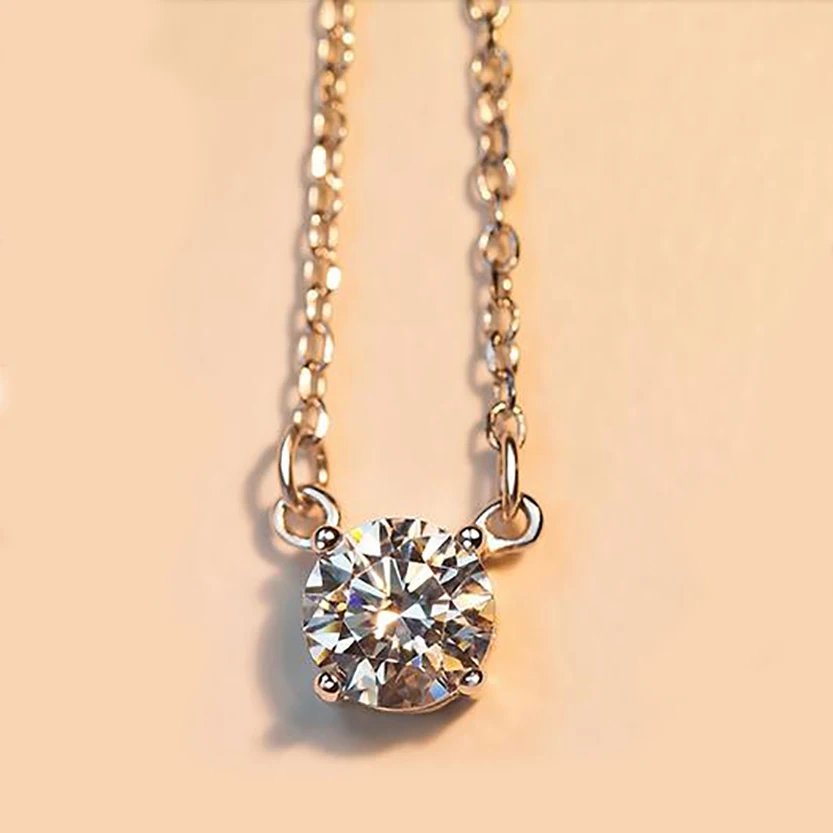 
New Design Pendant With Chain Round Cut Zircon S925/Brass Plated Girls Gifts 