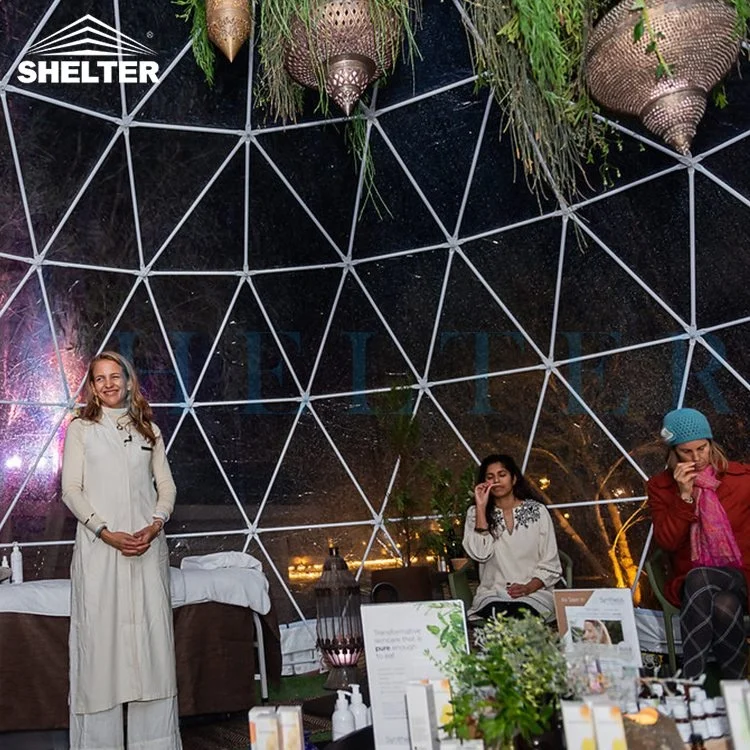 Прозрачные садовые строительные геодезические купольные палатки Igloo 7 м для