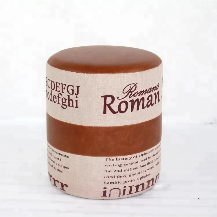 Stool Pouf Inflatable Leather Chair Puff Round Fabric Modern Furniture Seat Antique Wooden Cane Ottoman