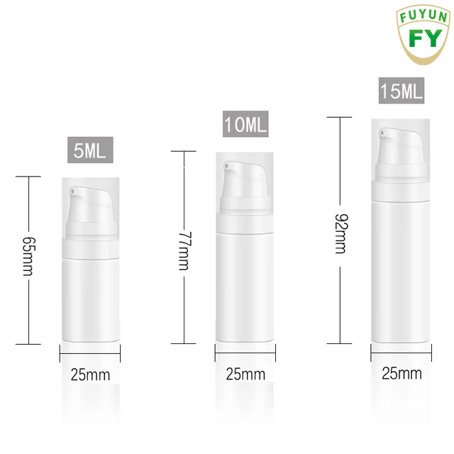 Fuyun Small Quantity 5ml 10ml 15ml White Cylinder Plastic Cosmetic Lotion Pump Airless Serum Bottle