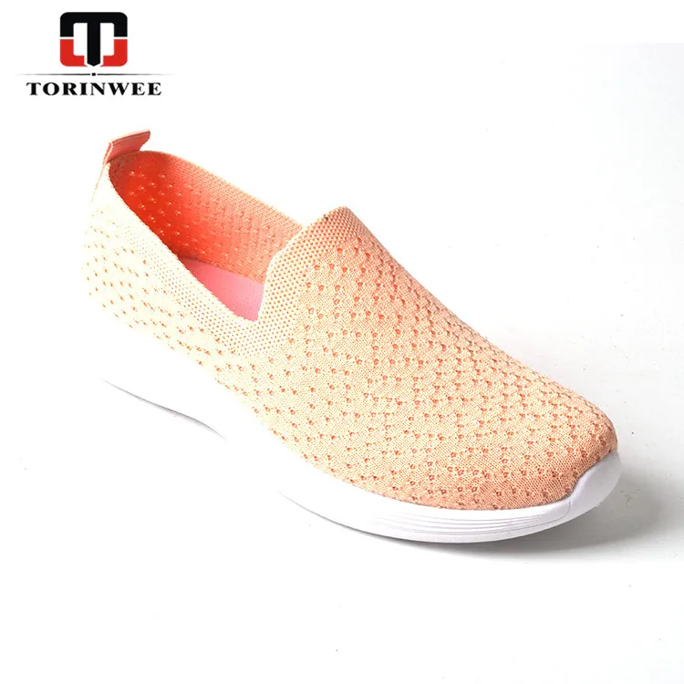 Professional manufacture cheap knit flat ladies shoes