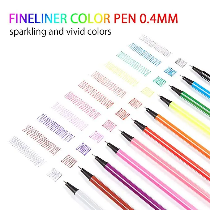 24 Fineliner Color Pen 0.4mm, Smoothly Colored Sketch Drawing Pens