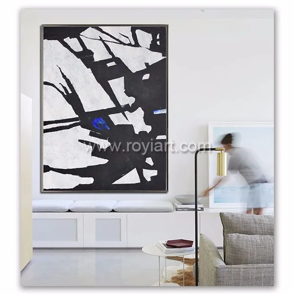 Modern wall decor black and white abstract oil painting on canvas