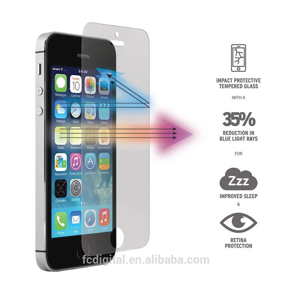 Завод питания полный размер закаленное стекло экрана протектор с анти синий свет для iphone 6 0.26 мм