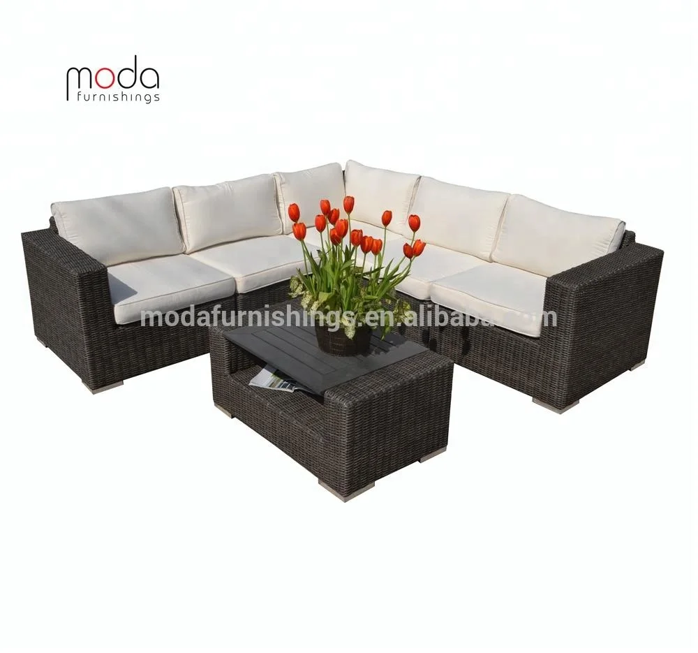 Garden Outdoor Patio Furniture Wicker L Shaped Rattan Sofa Sets