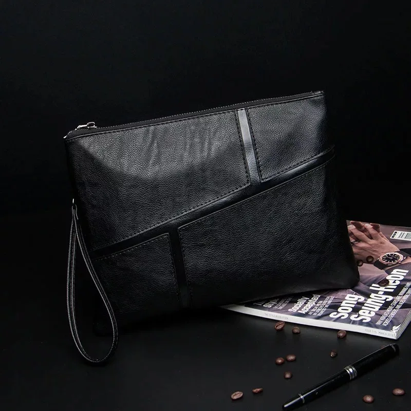 Mens clutch wallet purse high capacity men leather envelope clutch bag