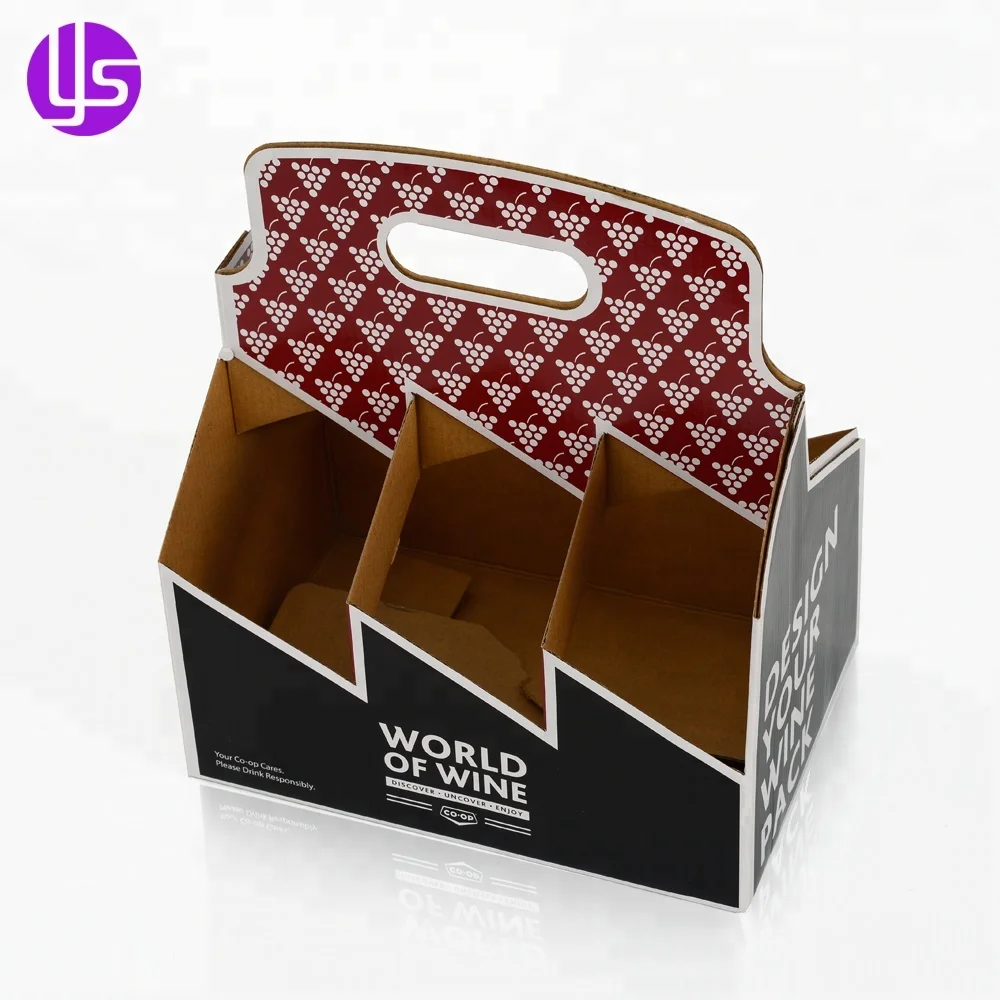 Custom Carton Cardboard Beer Bottle Carrier Box Six Pack Beer Box Beer Packaging Box