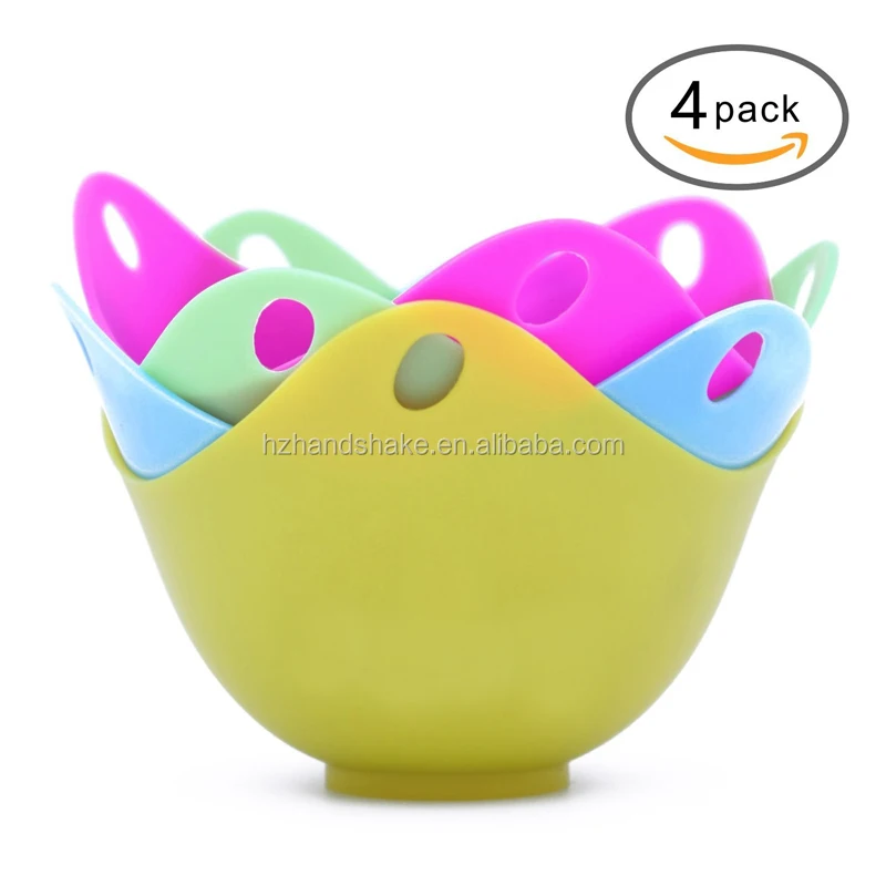 Egg Poacher Silicone  Cups with Ring Stander For Microwave or Stovetop Cooking