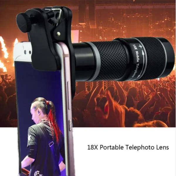 New arrival oem logo mobile phone telescope 18x zoom lens with phone holder for smartphone