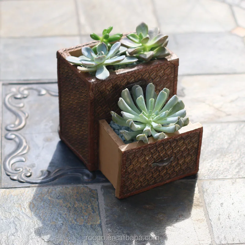 Roogo resin cheap box garden pots and planters