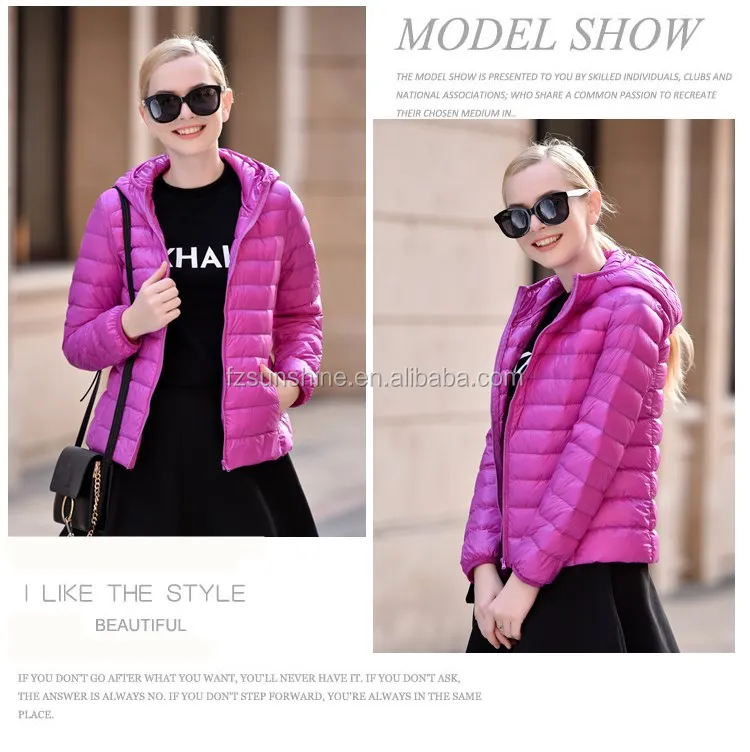 2023 Women Ultra Lightweight Foldable Jacket with portable bag White Duck Down Jacket Hooded