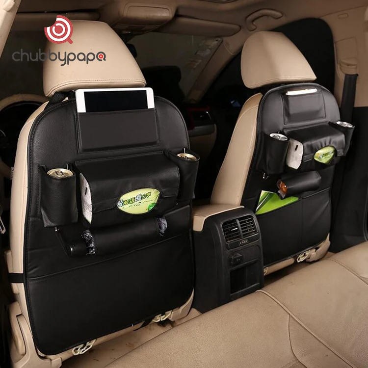 NEW PU Leather car backseat organizer Baby kick mats for back seat tray Car Backseat Organizer with Foldable Dining Table